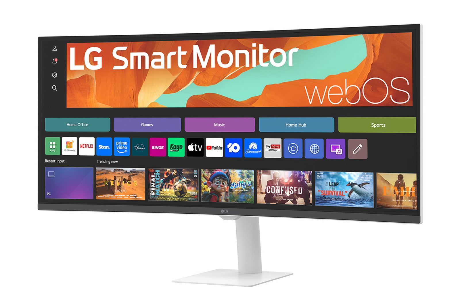 LG Smart Monitor 34 Inch WQHD Curved display for Streaming 34U601SA with webOS, 34U601SA-W