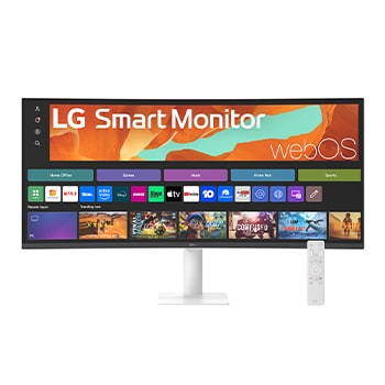 LG Smart Monitor 34 Inch WQHD Curved display for Streaming 34U601SA with webOS, 34U601SA-W