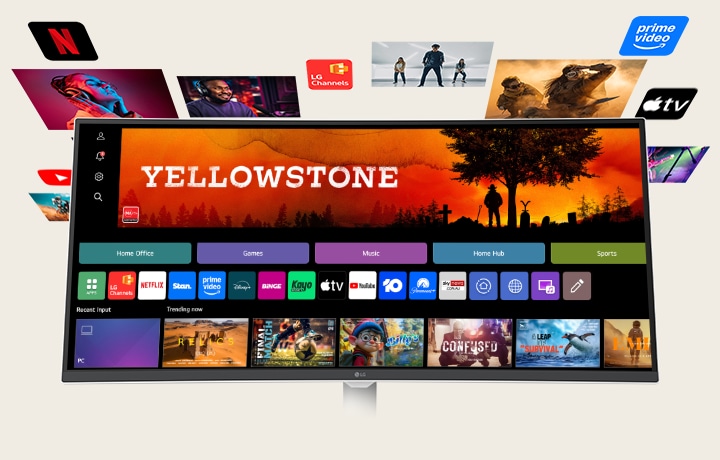 A photo showcasing various content on WebOS.