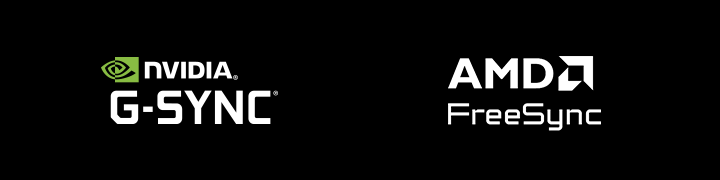 Logos of NVIDIA G-SYNC, AMD FreeSync Premium Pro.