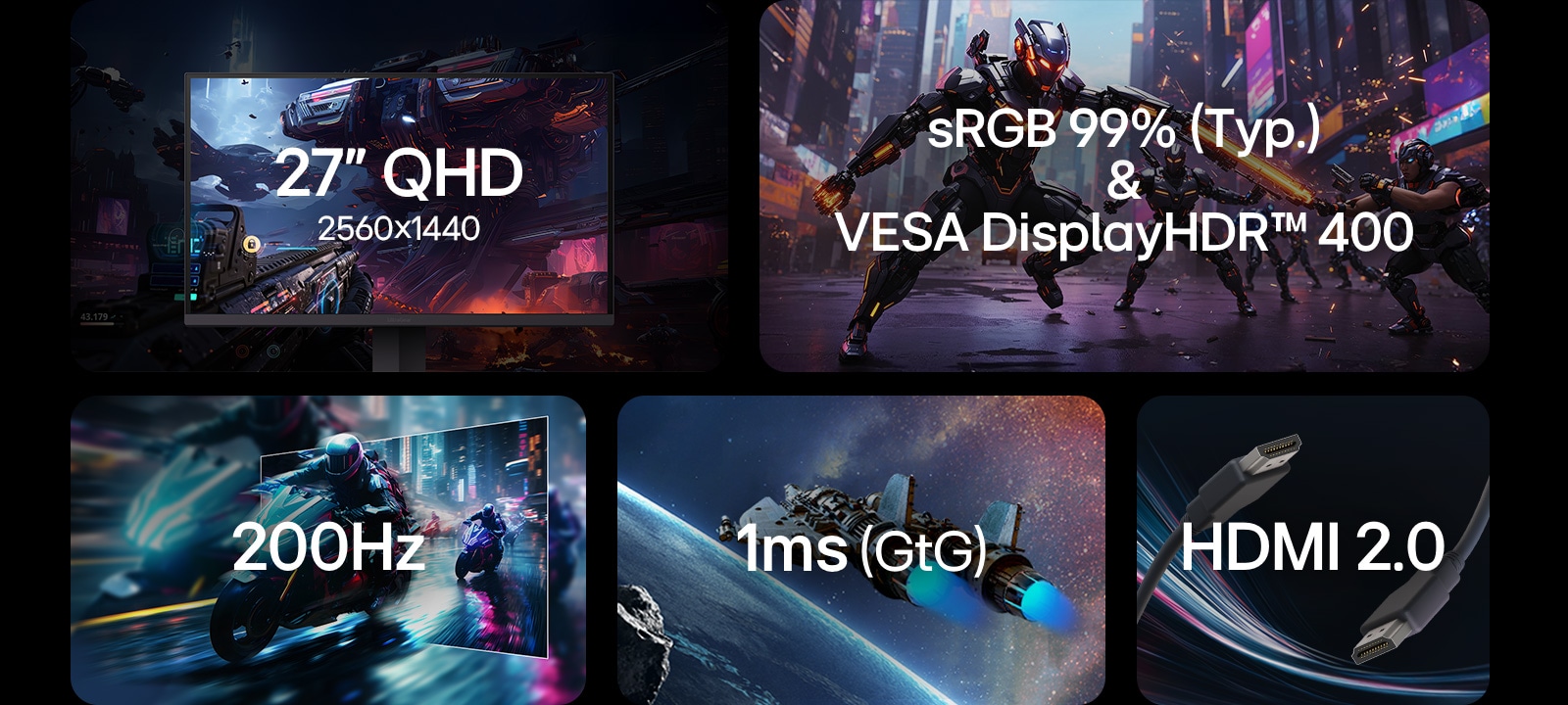 Summary collage of key specs.