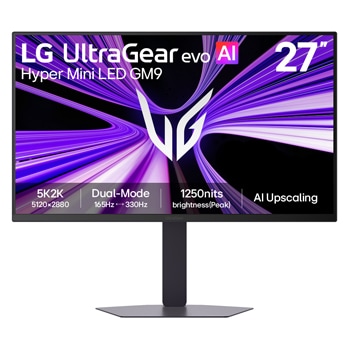 Front view of 27-inch UltraGear evo GM9, Hyper Mini LED 5K Gaming Monitor 27GM950B