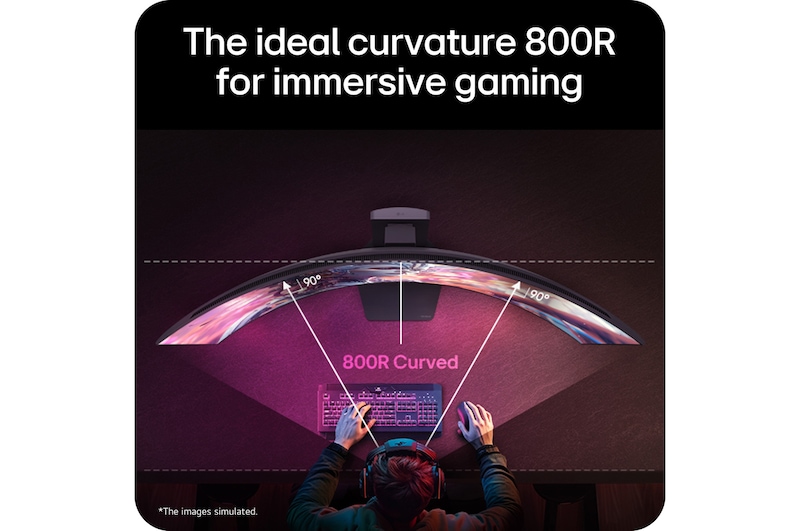 LG UltraGear 45GX950B 800R curved OLED monitor for immersive gaming.
