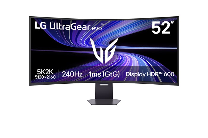 Front view of a 52-inch UltraGear evo G9, 5K2K 240Hz Gaming Monitor (52G930B)