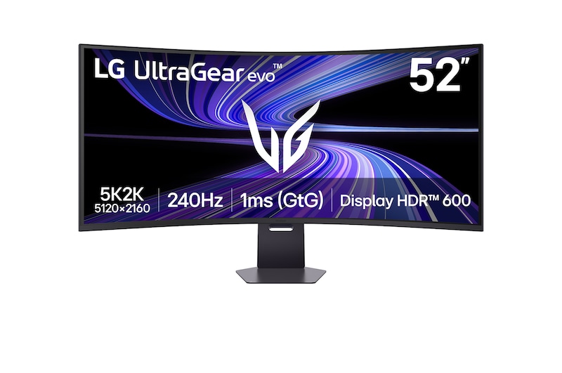 Front view of 52-inch UltraGear evo G9 5K2K 240Hz Gaming Monitor 52G930B-B