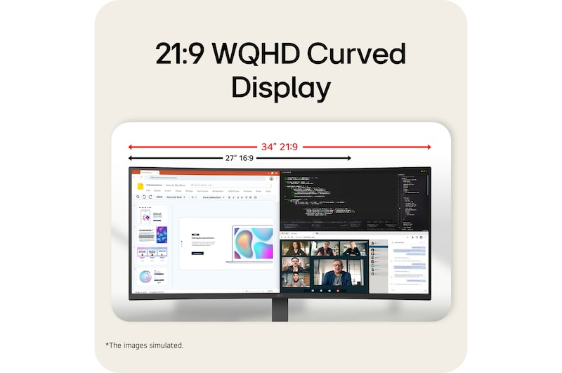 Front angled view of ultrawide monitor (right)