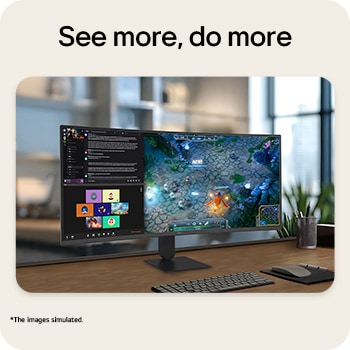 Slight right angle front view of ultrawide monitor