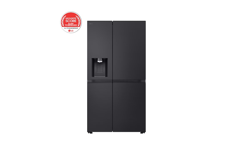 Vooraanzicht van 623L Amerikaanse koelkast Zwart | UVnano™ | DoorCooling+™ | LinearCooling™ | LG NL GSLE91EVAB