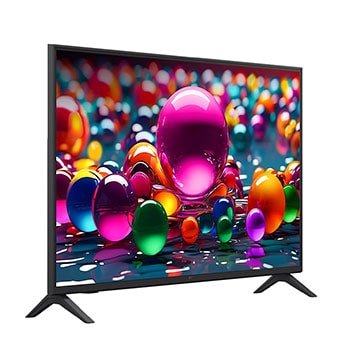 Naar links gericht zijaanzicht van een LG UHD US75 TV.