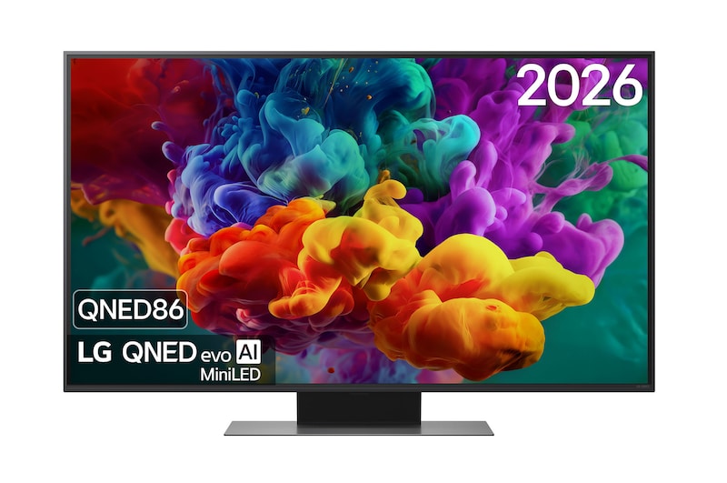 Vooraanzicht van 50?inch LG QNED evo AI QNED86 Mini LED 4K Smart TV 2026 50QNED86B6B
