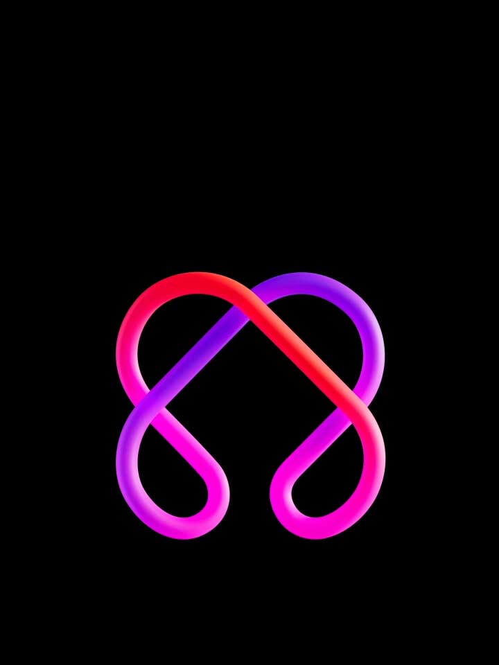 In het midden wordt een gebogen roze en paars symbool weergegeven dat de AI-technologie van LG symboliseert.