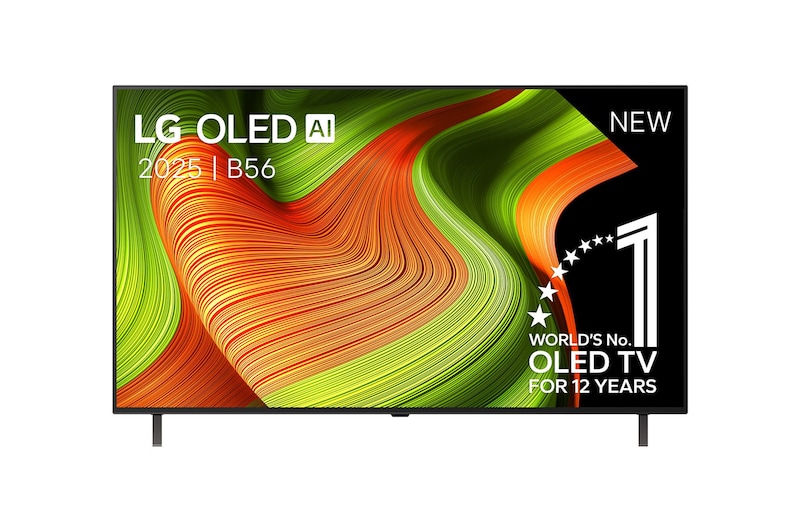 Vooraanzicht van 55 inch LG OLED AI B5 4K Smart TV 2025 OLED55B56LA