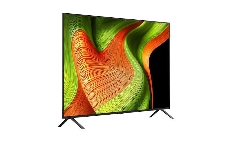 Licht schuine weergave van LG OLED AI B5 4K Smart TV.