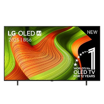 Vooraanzicht van 65 inch LG OLED AI B5 4K Smart TV 2025 OLED65B56LA