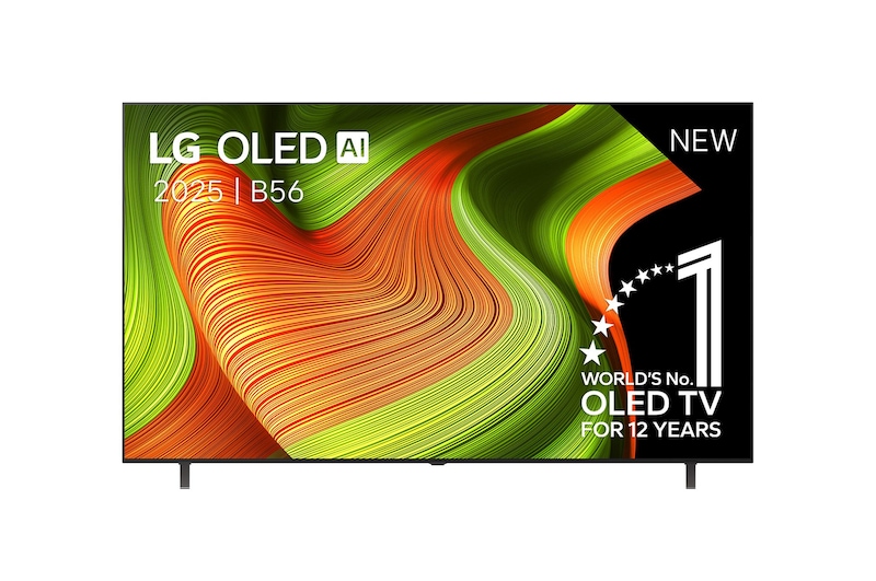 Vooraanzicht van 77 inch LG OLED AI B5 4K Smart TV 2025 OLED77B56LA