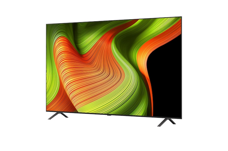 Licht schuine weergave van LG OLED AI B5 4K Smart TV.