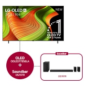 Vooraanzicht van 77 inch LG OLED AI B5 4K Smart TV & DS70TR 5.1.1-kanaals  OLED77B56LA.DS70TR