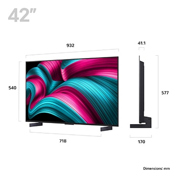 LG 42 inch LG OLED evo AI C5 4K Smart TV 2025, OLED42C54LA