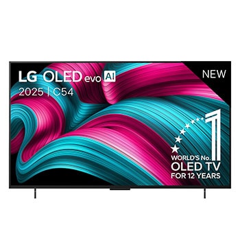 Vooraanzicht van 42 inch LG OLED evo AI C5 4K Smart TV 2025 OLED42C54LA