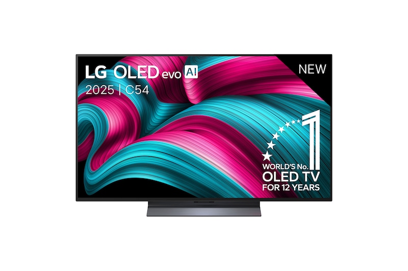 Vooraanzicht van 48 inch LG OLED evo AI C5 4K Smart TV 2025 OLED48C54LA