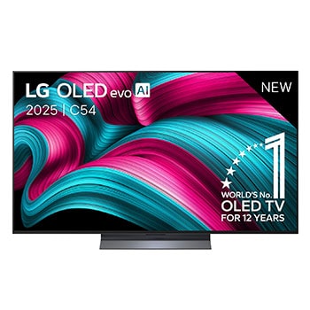 Vooraanzicht van 55 inch LG OLED evo AI C5 4K Smart TV 2025 OLED55C54LA