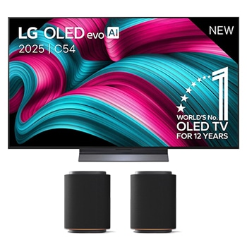 Vooraanzicht van 65 inch LG OLED evo AI C5 4K Smart TV 2025 & LG Stereo Suite M5 OLED65C54LA.M5M5001