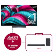 Vooraanzicht van 77 inch LG OLED evo AI C5 4K Smart TV & DSC9S 3.1.3 kanaal  OLED77C54LA.DSC9S
