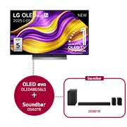 Vooraanzicht van 48 inch LG OLED evo AI G5 4K Smart TV 2025 & DS60TR 5.1-kanaals OLED48G56LS.DS60TR
