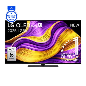 Vooraanzicht van 55 inch LG OLED evo AI G5 4K Smart TV 2025 OLED55G56LS