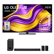 Vooraanzicht van 65 inch LG OLED evo AI G5 4K Smart TV 2025 & DS80TR 5.1.3-kanaals OLED65G56LS.DS80TR