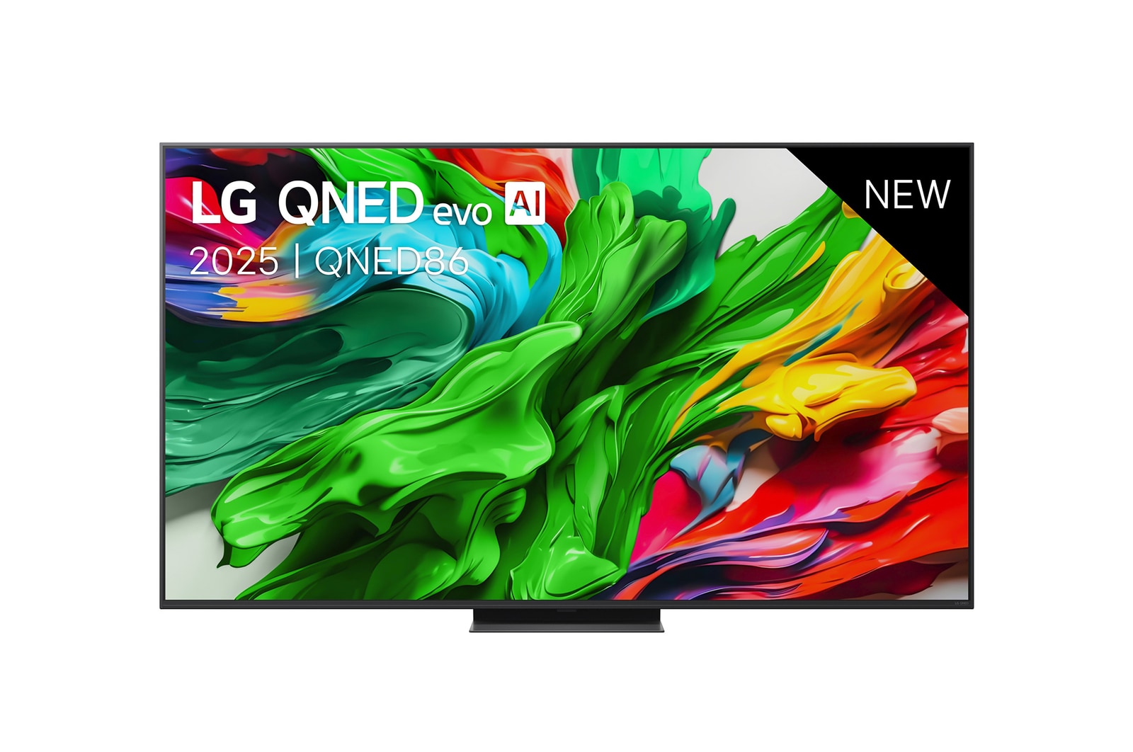Vooraanzicht van 65 inch LG QNED evo AI QNED86 MiniLED 4K Smart TV 2025 65QNED86A6A