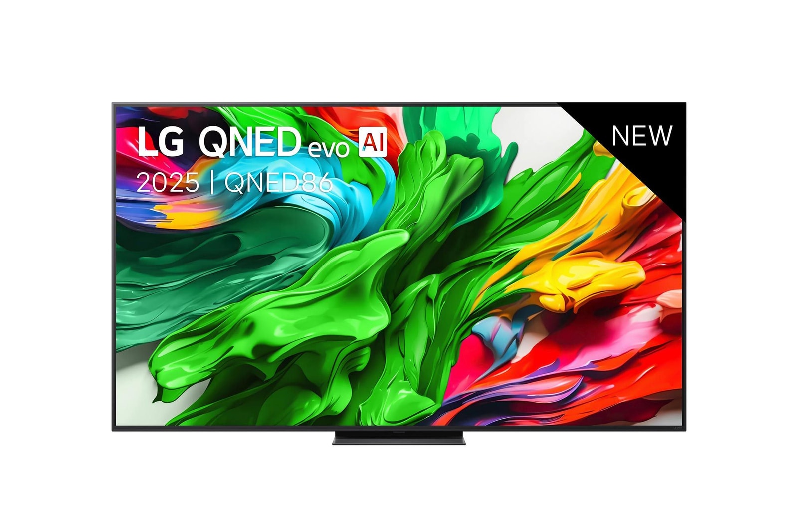 Vooraanzicht van 75 inch LG QNED evo AI QNED86 MiniLED 4k Smart TV 2025 75QNED86A6A