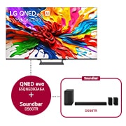 Vooraanzicht van 65 inch LG QNED evo AI QNED93 MiniLED 4k Smart TV 2025 & DS60TR 5.1-kanaals  65QNED93A6A.DS60TR