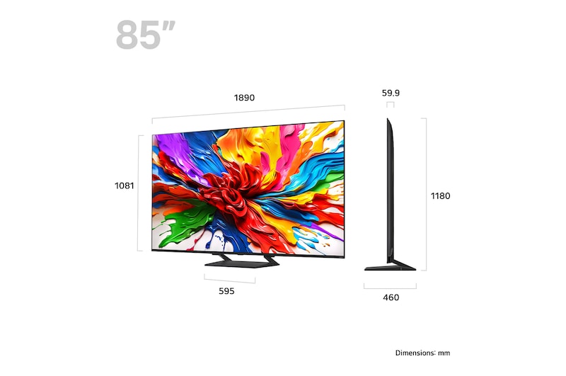 LG 85 inch LG QNED evo AI QNED93 MiniLED 4k Smart TV 2025, 85QNED93A6A