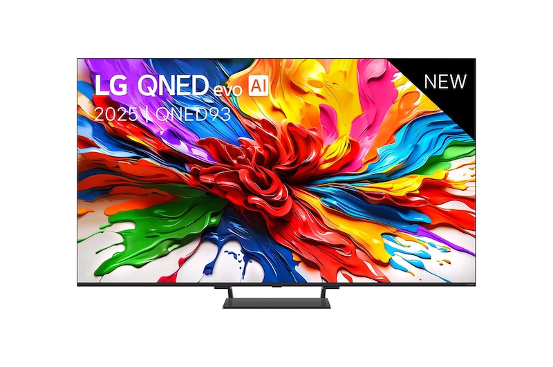 Vooraanzicht van 85 inch LG QNED evo AI QNED93 MiniLED 4k Smart TV 2025 85QNED93A6A