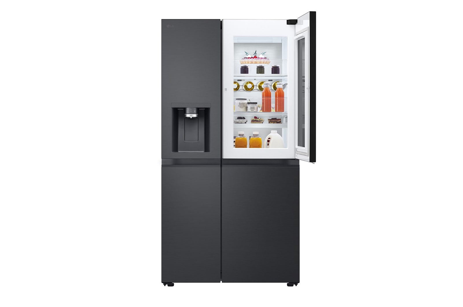 top left door open with food stored
