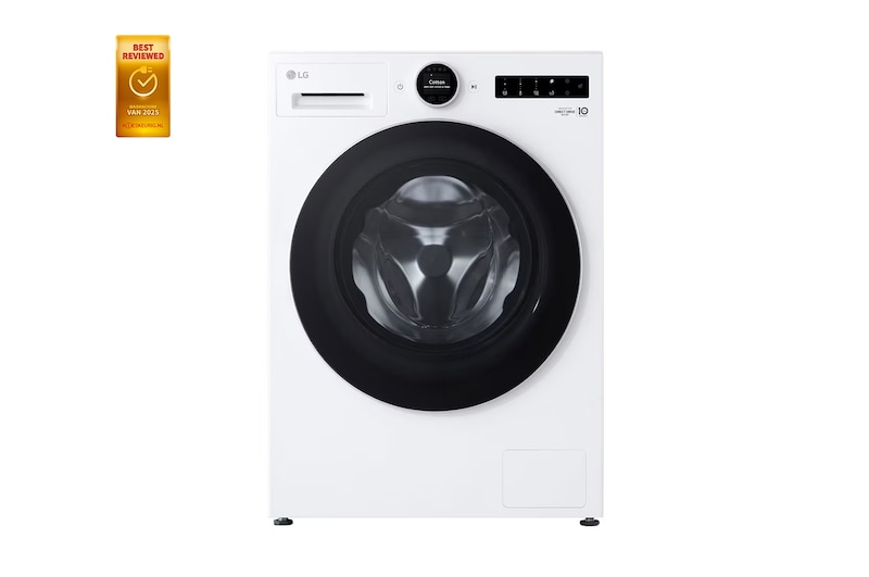 Vooraanzicht van 9kg Wasmachine Wit | AI DD™ | TurboWash360˚™ | Steam™ | LG NL F4WX809Y