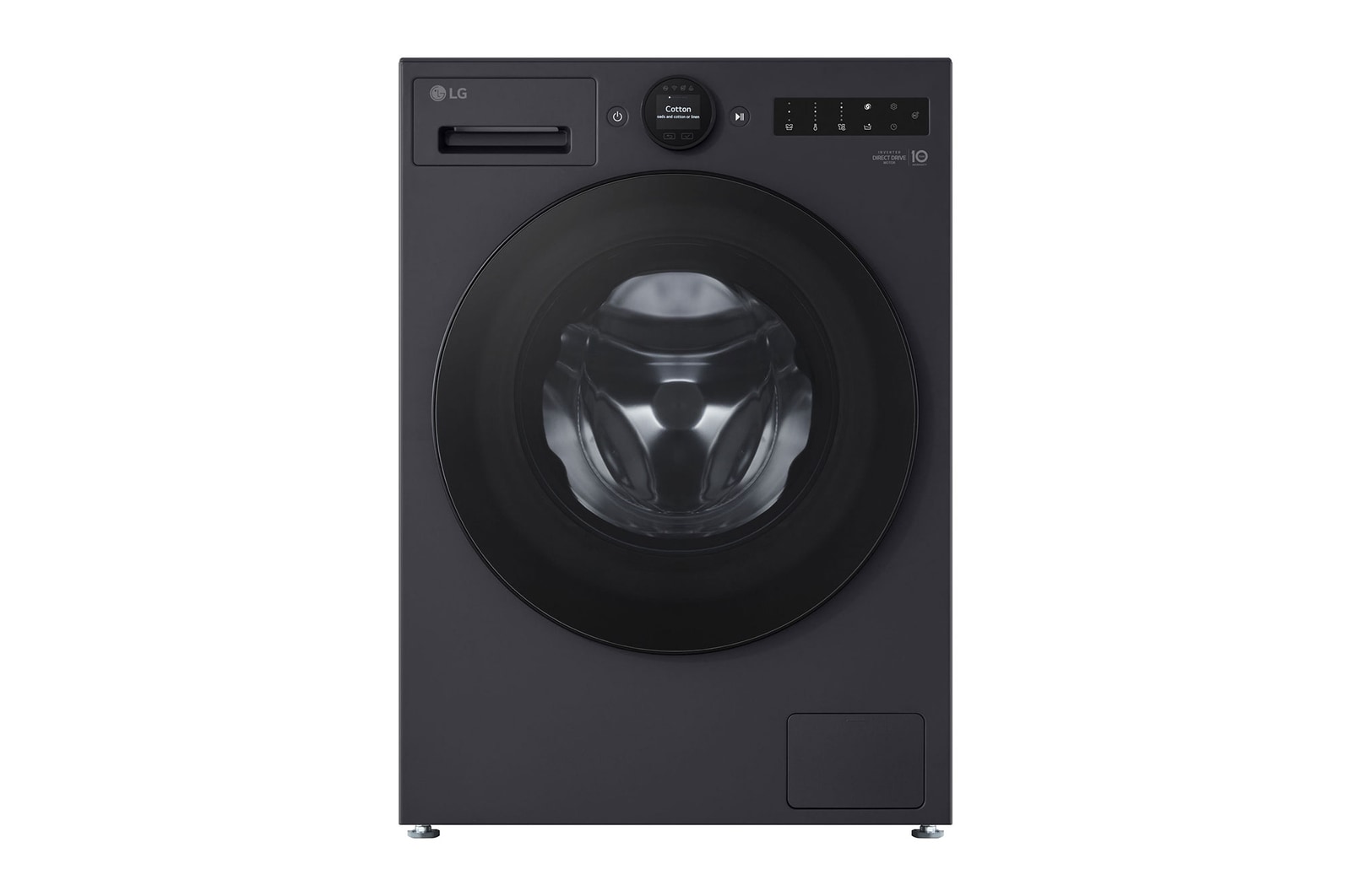 Vooraanzicht van 11kg Wasmachine Zwart | AI DD™ | TurboWash360˚™ | Steam™ | LG NL F4WX801YB