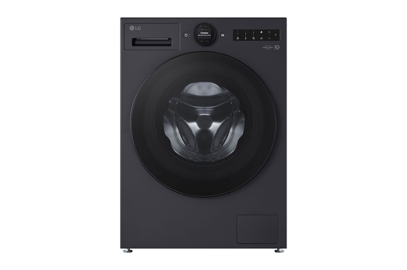 Vooraanzicht van 11kg Wasmachine Zwart | AI DD™ | TurboWash360˚™ | Steam™ | LG NL F4WX801YB