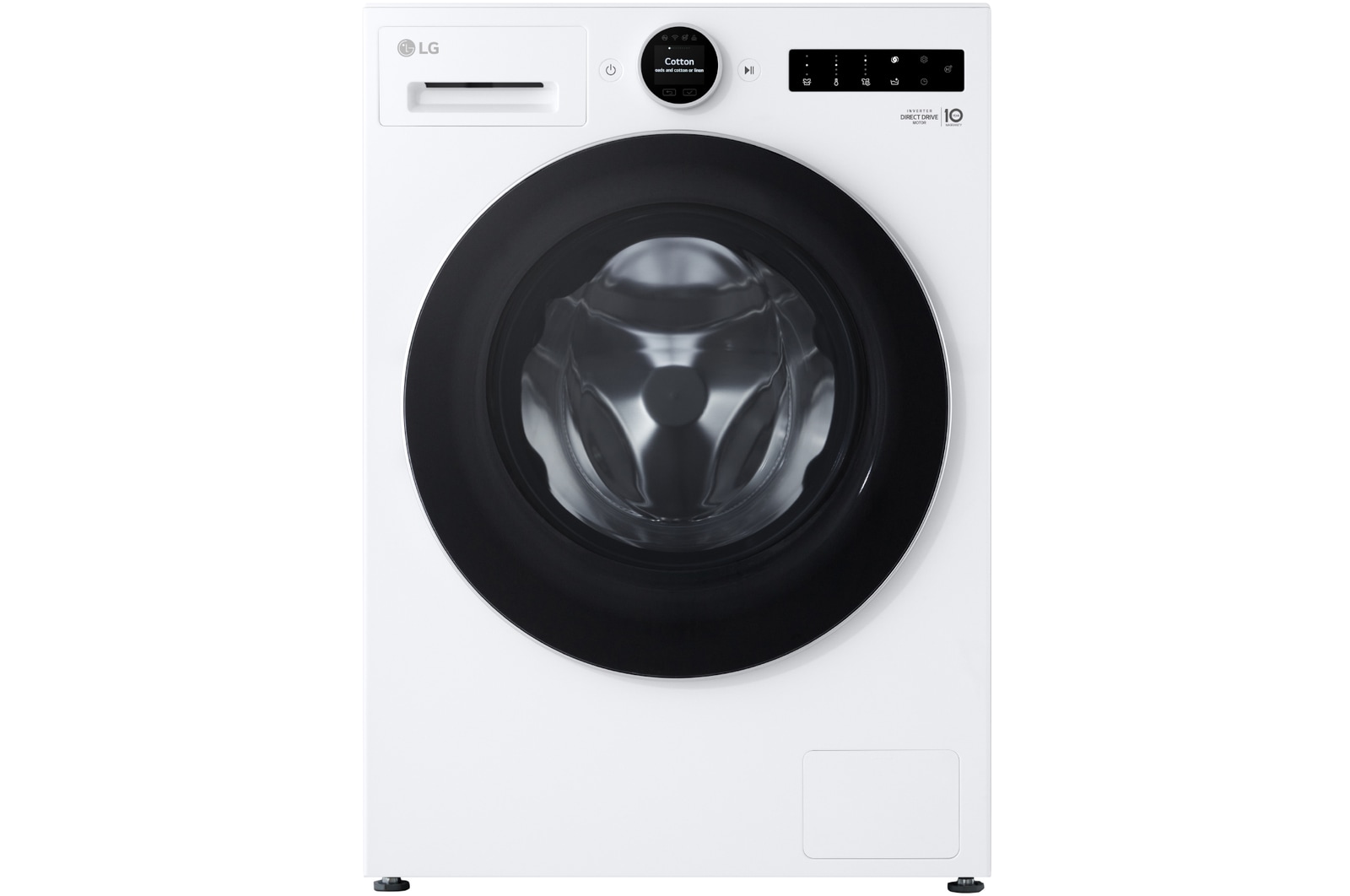 Vooraanzicht van 11kg Wasmachine Wit | AI DD™ | TurboWash360˚™ | Steam™ | LG NL F4WX801Y
