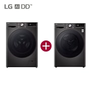 Vooraanzicht van 11kg Wasmachine F4WR7011SYB + 9kg Droger RH90V9ZVEN Zwart F4WR7011SYB.RH9ZVEN