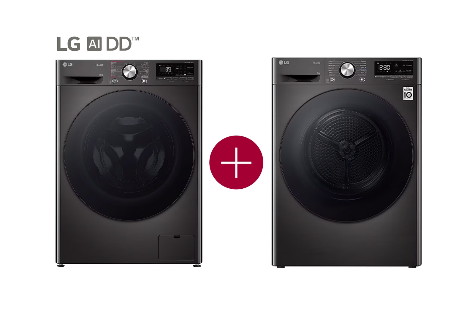 Vooraanzicht van 11kg Wasmachine F4WR7011SYB + 9kg Droger RH90V9ZVEN Zwart F4WR7011SYB.RH9ZVEN