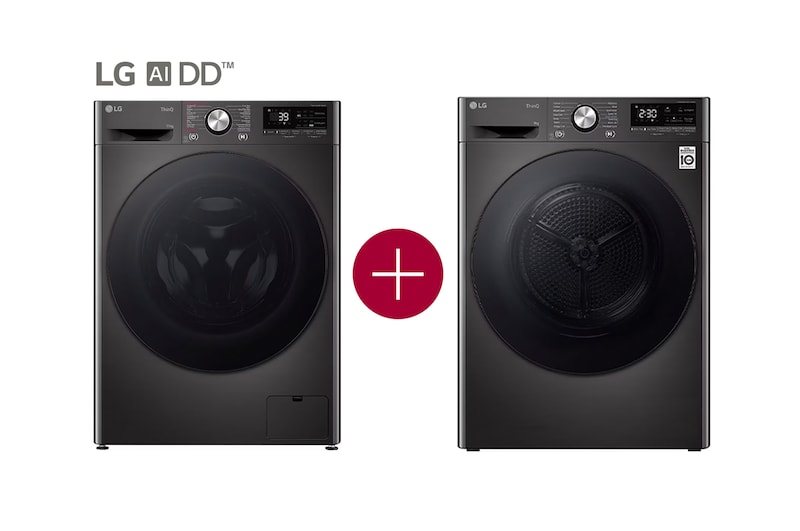 Vooraanzicht van 11kg Wasmachine F4WR7011SYB + 9kg Droger RH90V9ZVEN Zwart F4WR7011SYB.RH9ZVEN