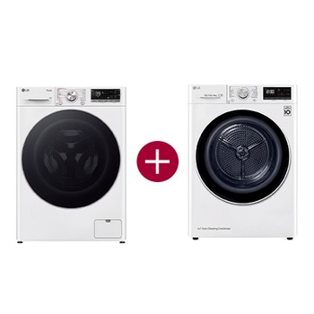 9kg Wasmachine GC3R709S1 + 8kg Droger RH80V9AV4N Wit - GC3R709S1.RH9AV4N