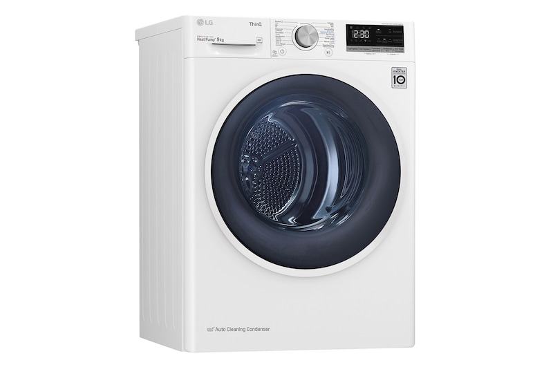 LG 9kg Warmtepomp droger Wit | Zelfreinigende condensor | Eco Hybrid™ | Allergy Care | LG BE, RH90V5AV6N