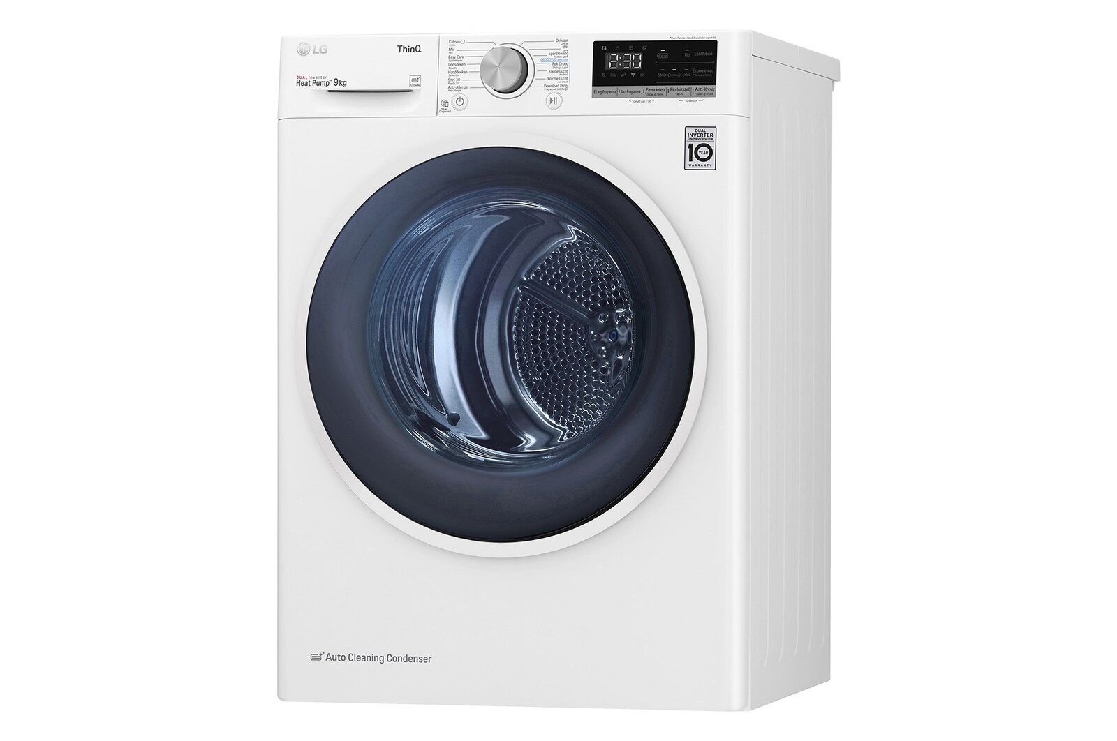 LG 9kg Warmtepomp droger Wit | Zelfreinigende condensor | Eco Hybrid™ | Allergy Care | LG BE, RH90V5AV6N