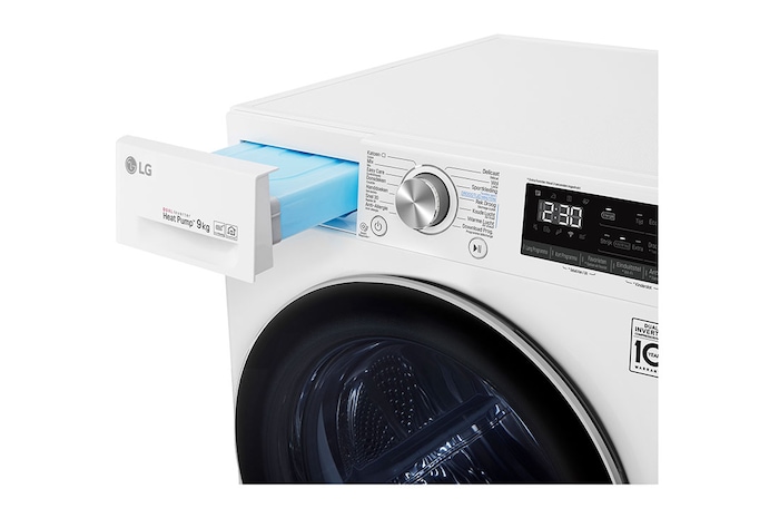 LG 9kg Warmtepomp droger Wit | Zelfreinigende condensor | Eco Hybrid™ | Sensor Dry | LG BE, RH90V9AV3N