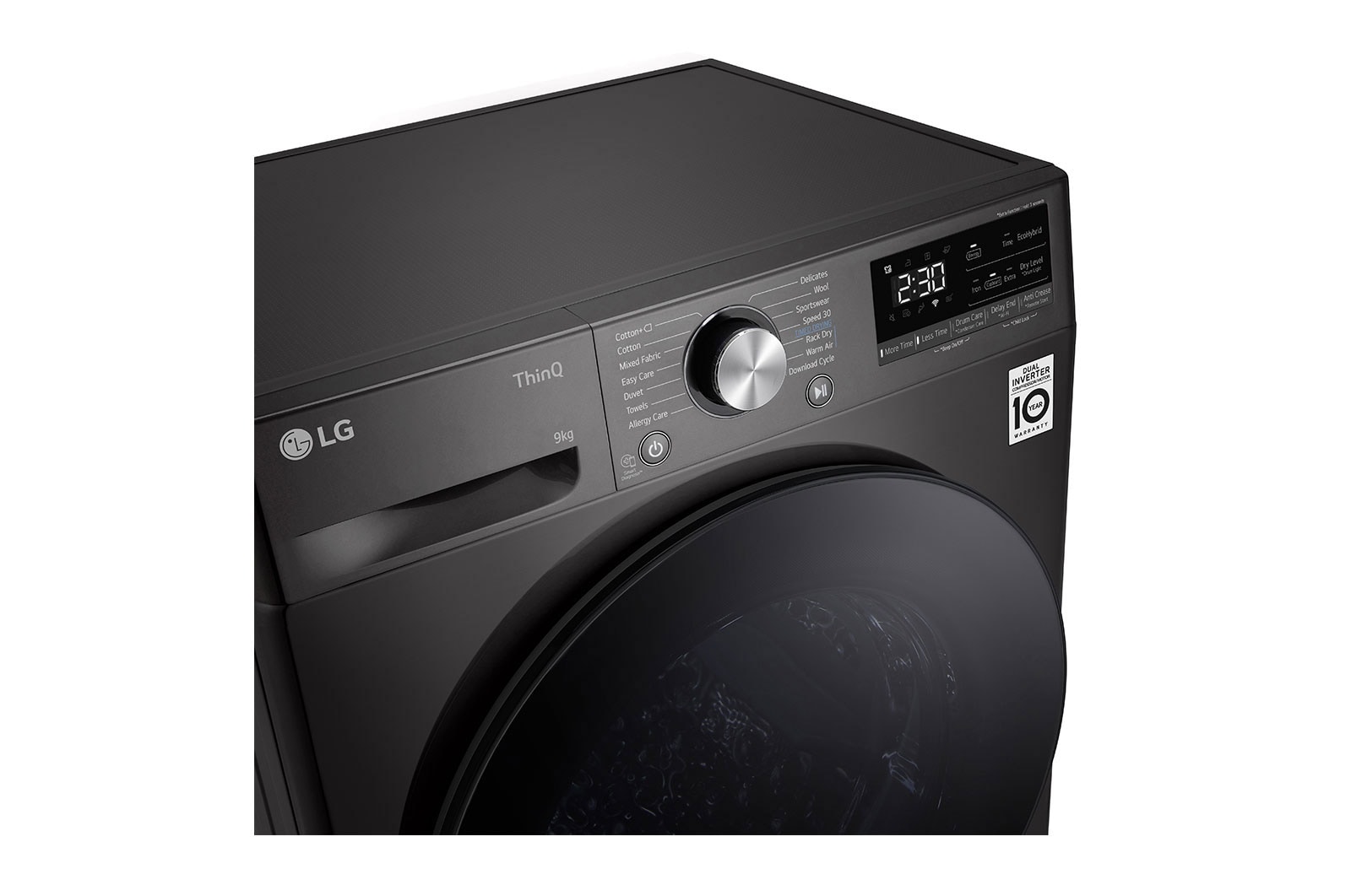 LG 9kg Warmtepomp droger Zwart | Zelfreinigende condensor | Eco Hybrid™ | Dual Lint Filter | LG NL, RH90V9ZVEN