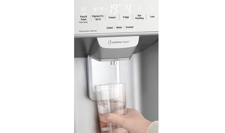 Water- & ijsdispenser: altijd koud water en ijs direct beschikbaar.' 'Total no-frost, optimale temperatuur goed verspreid.