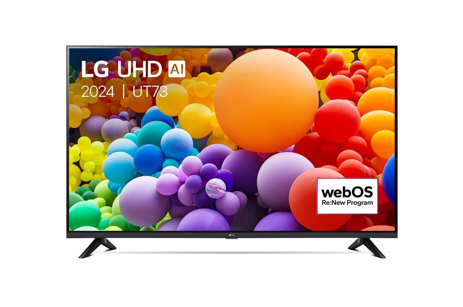 Vooraanzicht van 50 Inch LG UHD AI UT73 4K Smart TV 2024 50UT73006LA